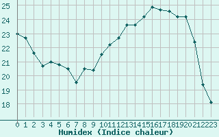 Courbe de l'humidex pour Angers-Marc (49)