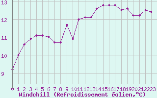 Courbe du refroidissement olien pour Ploudalmezeau (29)