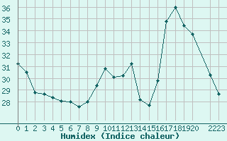 Courbe de l'humidex pour Saffr (44)