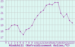 Courbe du refroidissement olien pour Ile d