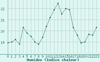 Courbe de l'humidex pour Ile du Levant (83)