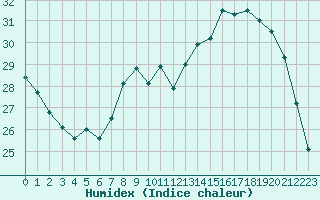 Courbe de l'humidex pour Strasbourg (67)