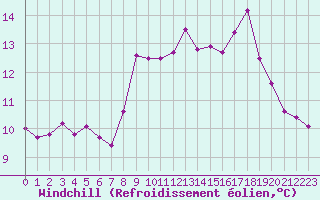 Courbe du refroidissement olien pour Dunkerque (59)
