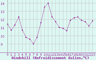 Courbe du refroidissement olien pour Saint-Georges-d