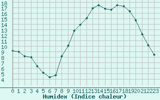 Courbe de l'humidex pour Selonnet (04)