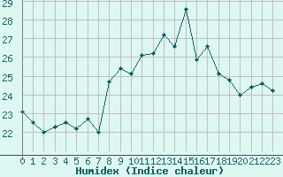 Courbe de l'humidex pour Ile Rousse (2B)