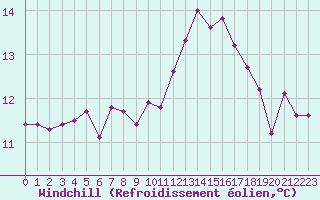Courbe du refroidissement olien pour Dax (40)