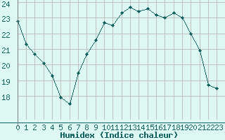 Courbe de l'humidex pour Lyon - Saint-Exupry (69)