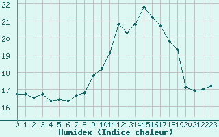 Courbe de l'humidex pour Pointe du Raz (29)