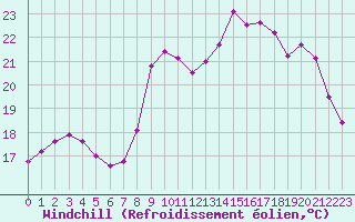 Courbe du refroidissement olien pour Dunkerque (59)