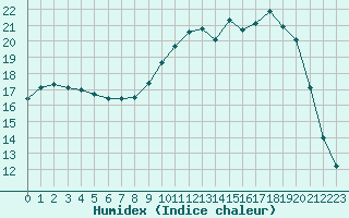 Courbe de l'humidex pour Tauxigny (37)