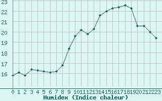 Courbe de l'humidex pour Dieppe (76)