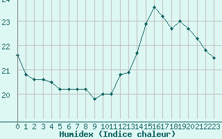 Courbe de l'humidex pour Pau (64)