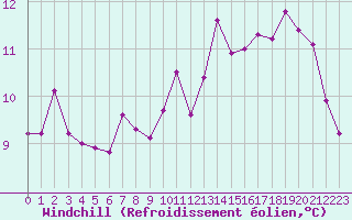 Courbe du refroidissement olien pour Le Touquet (62)