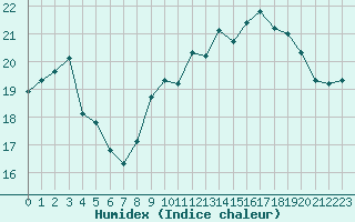 Courbe de l'humidex pour Le Touquet (62)