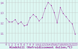 Courbe du refroidissement olien pour Cap de la Hague (50)