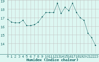 Courbe de l'humidex pour Belfort-Dorans (90)