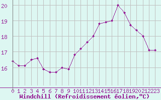 Courbe du refroidissement olien pour Lorient (56)