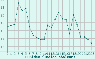 Courbe de l'humidex pour Biscarrosse (40)