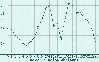 Courbe de l'humidex pour Cognac (16)