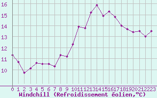 Courbe du refroidissement olien pour Albi (81)