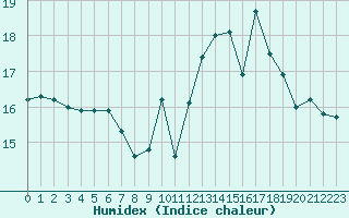 Courbe de l'humidex pour Brigueuil (16)