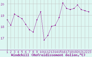 Courbe du refroidissement olien pour Pirou (50)
