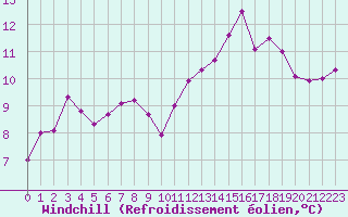 Courbe du refroidissement olien pour Dunkerque (59)