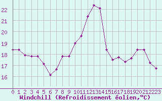 Courbe du refroidissement olien pour Perpignan (66)
