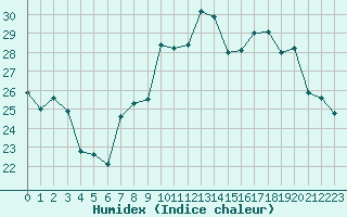 Courbe de l'humidex pour Violay (42)