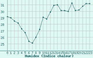 Courbe de l'humidex pour Gruissan (11)