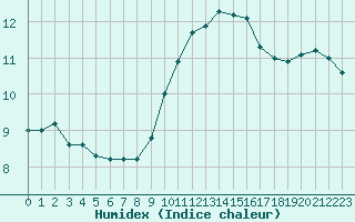 Courbe de l'humidex pour Porquerolles (83)