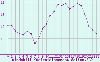 Courbe du refroidissement olien pour Cap de la Hague (50)