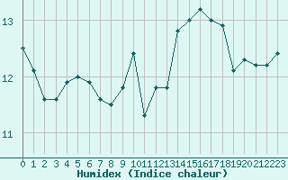 Courbe de l'humidex pour Jan (Esp)