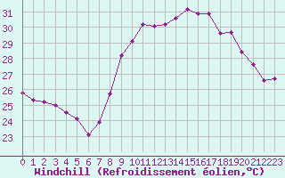 Courbe du refroidissement olien pour Ajaccio - Campo dell