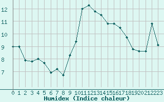 Courbe de l'humidex pour Plussin (42)