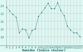 Courbe de l'humidex pour Perpignan (66)