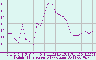 Courbe du refroidissement olien pour Ile Rousse (2B)