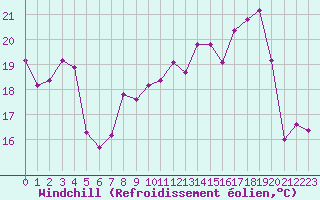 Courbe du refroidissement olien pour Ile Rousse (2B)