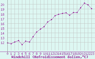 Courbe du refroidissement olien pour Cap Gris-Nez (62)