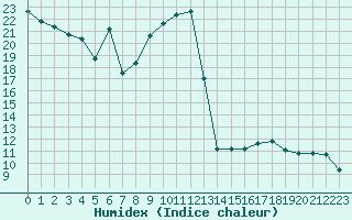 Courbe de l'humidex pour Brion (38)