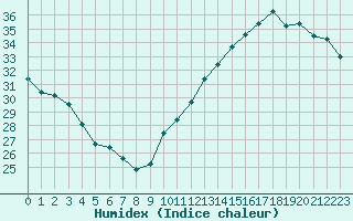 Courbe de l'humidex pour Jan (Esp)