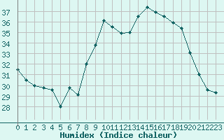 Courbe de l'humidex pour Cap Cpet (83)