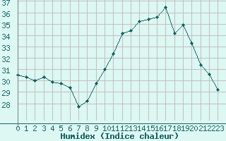 Courbe de l'humidex pour Ile Rousse (2B)