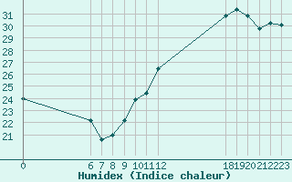 Courbe de l'humidex pour Jan (Esp)