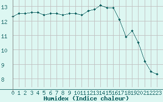 Courbe de l'humidex pour Muret (31)