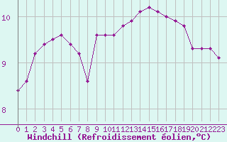 Courbe du refroidissement olien pour Ile d