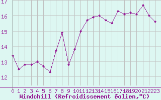 Courbe du refroidissement olien pour Dunkerque (59)