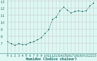 Courbe de l'humidex pour Tauxigny (37)