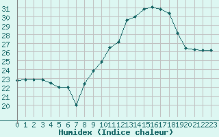 Courbe de l'humidex pour Perpignan (66)